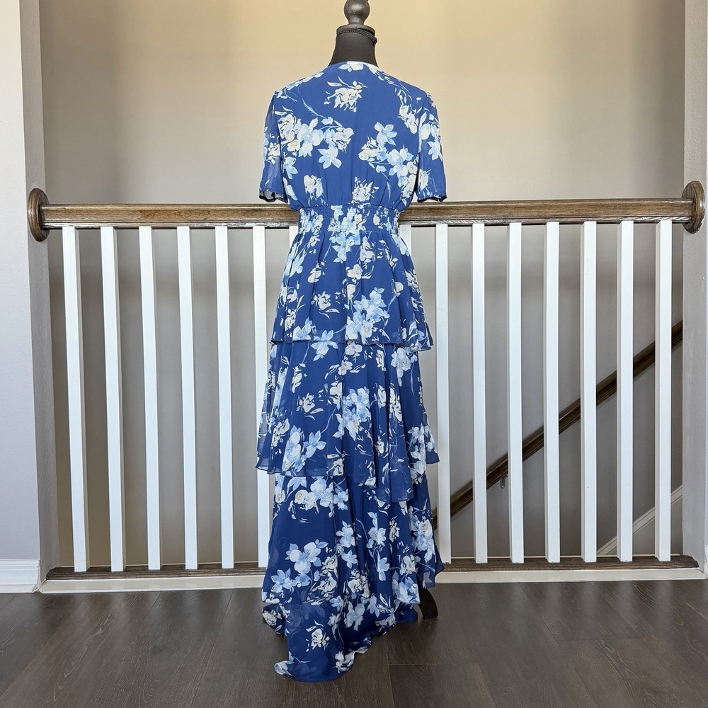 Baltic Born Montaigne Ruffle Floral Dress Medium Blue Whimsical Feminine Wedding - Picture 4 of 9